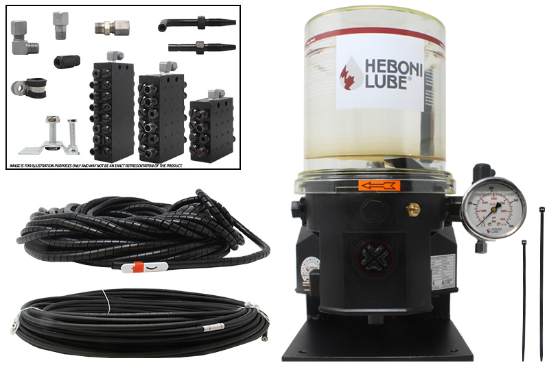 Hebonilube, 20 Grease Points Standard Excavator Kit 255005 Air